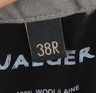 Brand and care label for Jaeger Men's Grey Check Blazer, size 38R, Formal Jacket