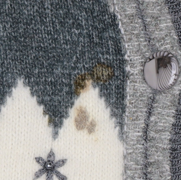 Casamia Women's Grey Argyle Cardigan One Size