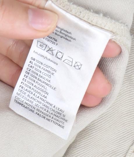H&M Men Beige Cotton Jacket Size S with Pockets