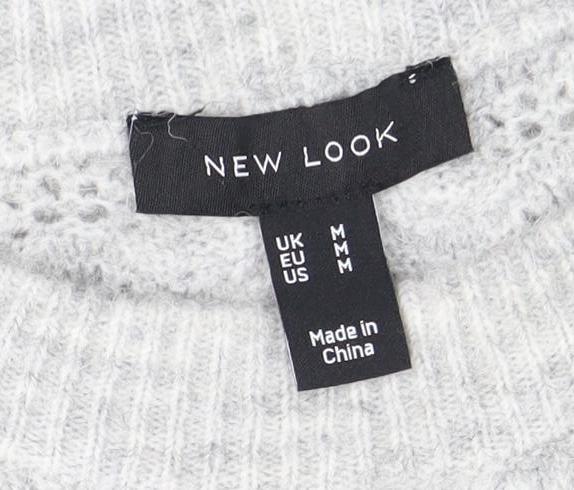 New Look Women's Grey Pullover Jumper, M, Crew Neck