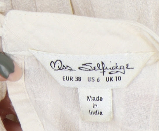 Miss Selfridge Ivory Lace Long Sleeve Blouse, Size 10