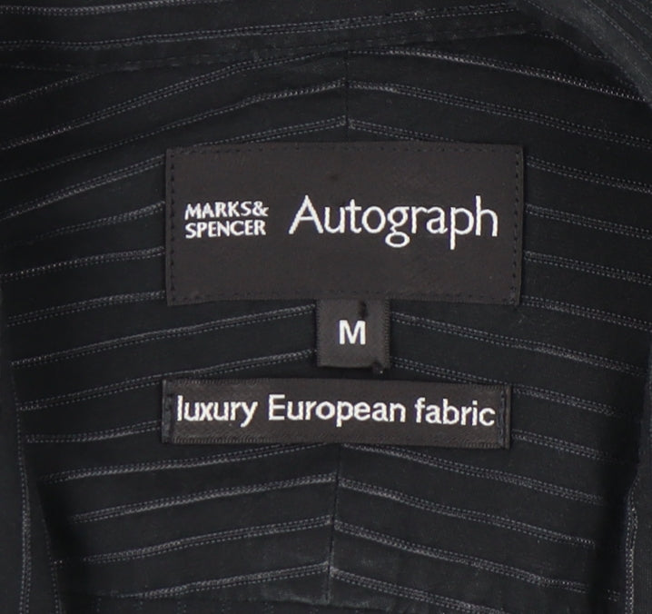 Marks & Spencer Men's Black Striped Long Sleeve Shirt