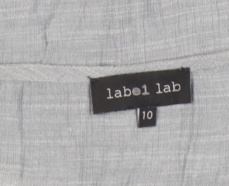 label lab Women Grey V-Neck Blouse, Size 10, Relaxed Fit