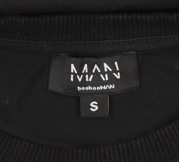 boohooMAN Black Crew Neck T-Shirt Men Size S