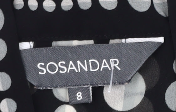 SOSANDAR Women's Black Polka Dot Blouse Size 8