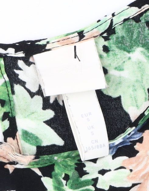 H&M Women's Multicoloured Floral Long Sleeve Dress
