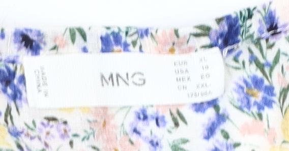 MNG Women's Multicoloured Floral Blouse, Size 12, Long Sleeve
