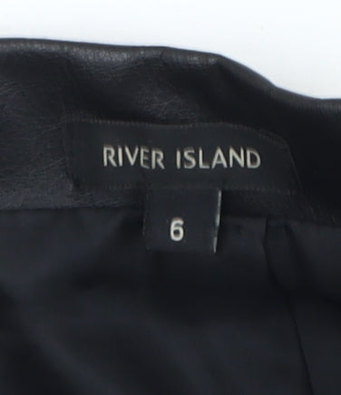 River Island Women's Black Zip Pencil Skirt Size 6