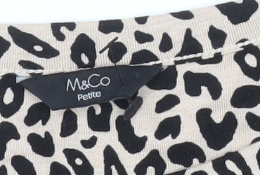 M&Co Beige Blouse Women’s Size 10 Petite Animal Print