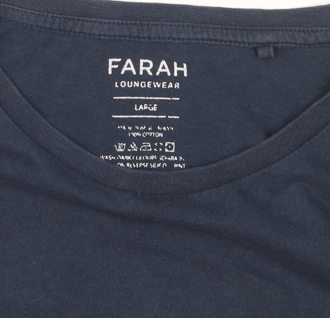 Farah Men's Blue Cotton Loungewear T-Shirt Large
