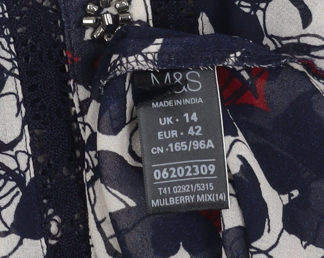 Marks & Spencer Women's Floral Dress, Size 14, Beaded