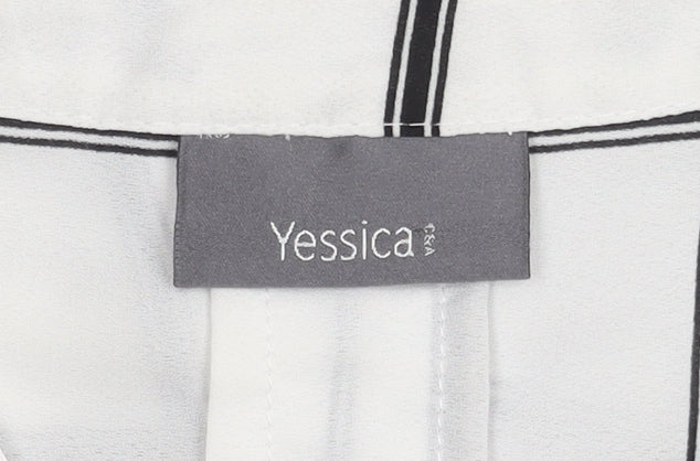 Yessica Women's White Check Blouse 3/4 Sleeve