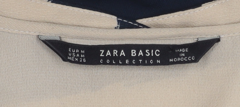 Zara Women's Multicoloured Striped Button-Up Shirt M