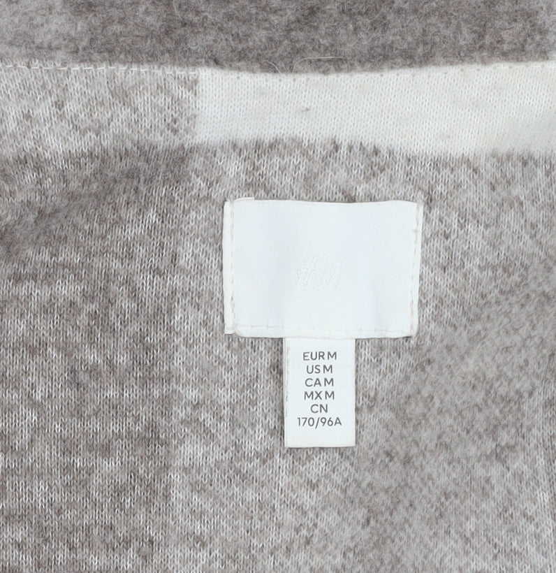 H&M Women's Grey Check Button Jacket Size M Casual