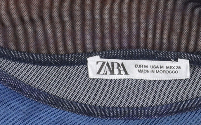 Zara Multicoloured Mesh Top - Women's M, Long Sleeve
