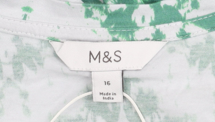 Marks and Spencer Women's Green T-Shirt, Size 16, V-Neck