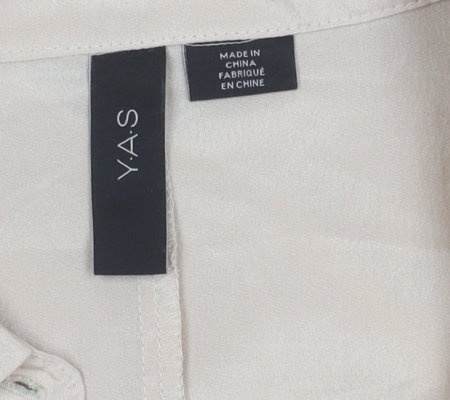 Y.A.S Women's Beige Collared Puff Sleeve Blouse S