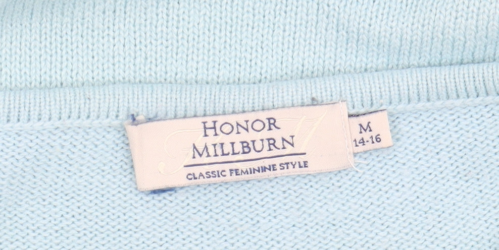 Honor Millburn Women's Blue Jumper M Embroidered Knit