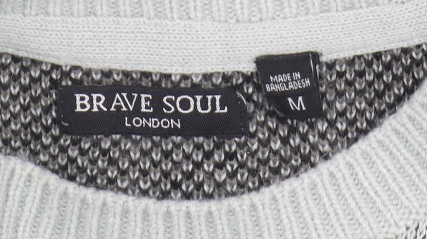 Brave Soul Women's Grey Animal Print Pullover Jumper M
