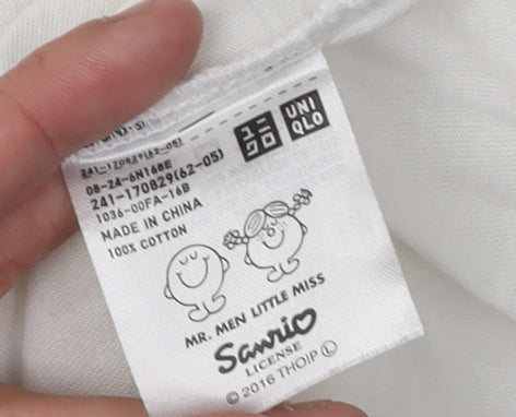 Uniqlo Women's White L Cartoon T-Shirt, Regular Fit