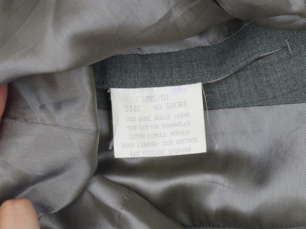 David Moss Men's Grey Blazer 40 Short Single-Breasted