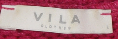 VILA Women's Pink Pullover Wool Jumper L