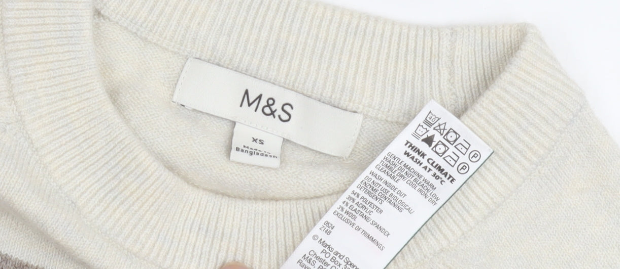 Marks & Spencer Women's Beige XS Striped Jumper