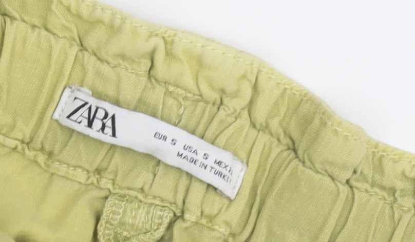 Zara Women's Green Cargo Skirt Size 10 Elastic Waist