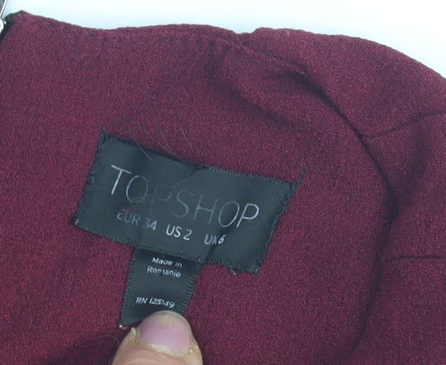 Topshop Women's Red Dress UK 6 Short Sleeve
