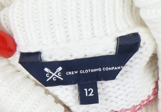 Crew Clothing White Roll Neck Striped Jumper Size 12