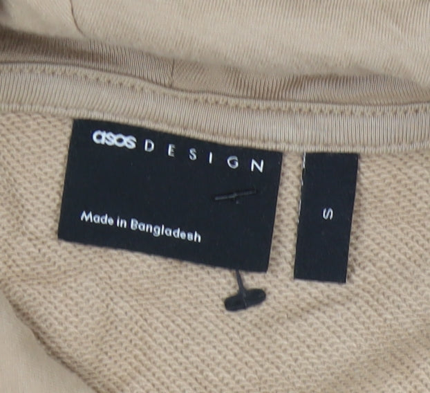 ASOS DESIGN Men's Beige Hoodie S Logo Urban Style
