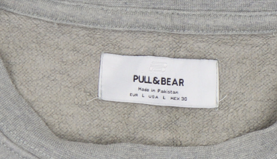 Pull & Bear Women's Grey Sweatshirt, L - Relaxed Fit, Casual