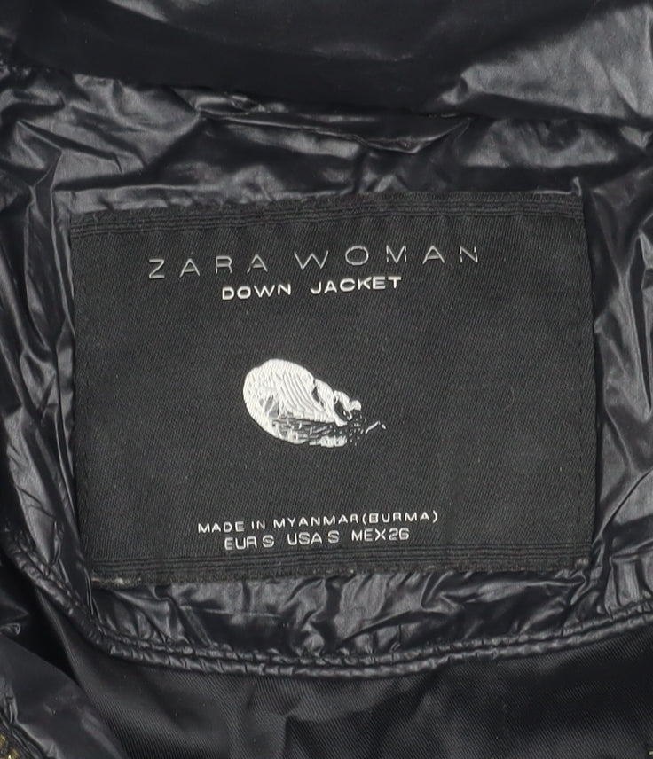 Zara Women's Black Puffer Jacket Size S for Winter