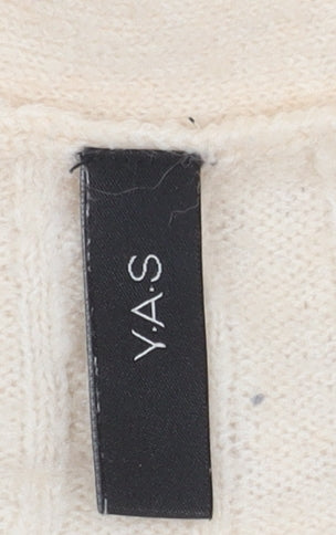 Y.A.S Women's Beige Open Front Cardigan Medium Long Sleeve Knit