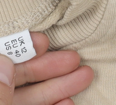Collusion Women's Beige Cropped Crew Neck Jumper Size 12