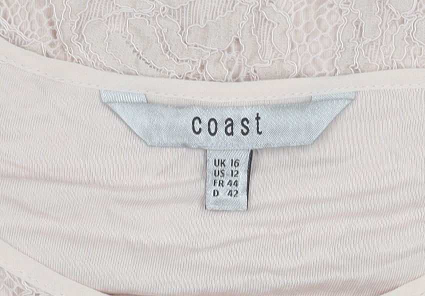Coast Women Beige Lace Top Size 16