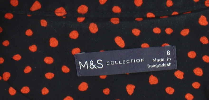 Marks & Spencer Women's Black Red Polka Dot Dress, Size 8