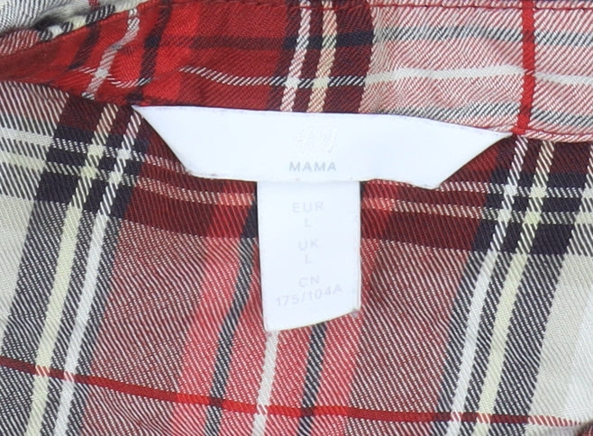 H&M Maternity Red Plaid Shirt Dress Women L