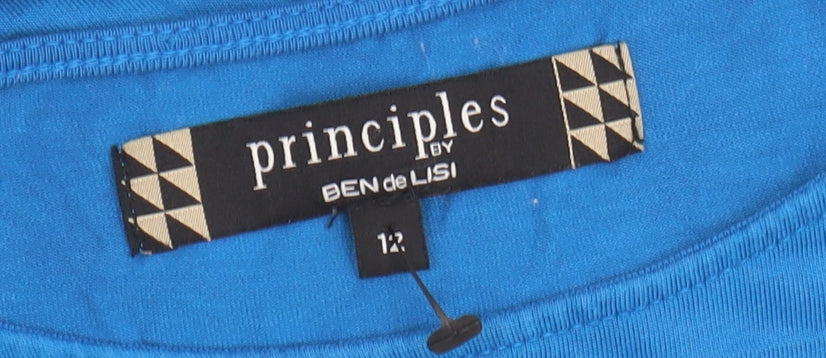 Brand and care label for Principles Blue Women's Blouse 12 Viscose Sleeveless
