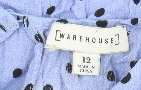 Warehouse Women's Blue Polka Dot Blouse Size 12