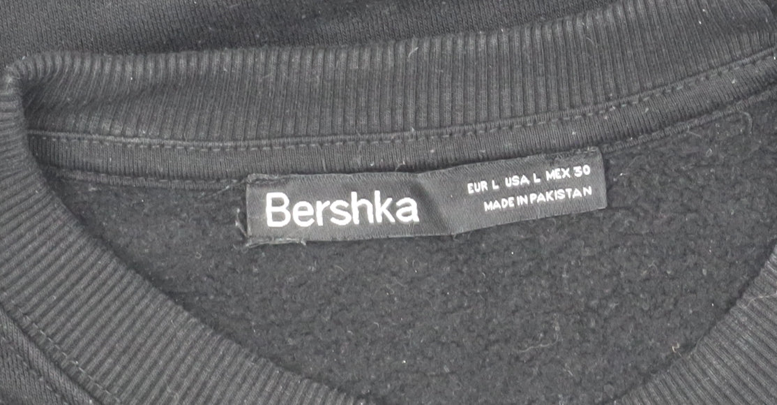 Bershka Men's Black Pullover Sweatshirt L