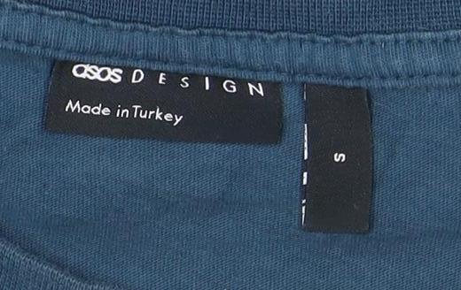 ASOS DESIGN Men’s Blue College Graphic T-Shirt Size S