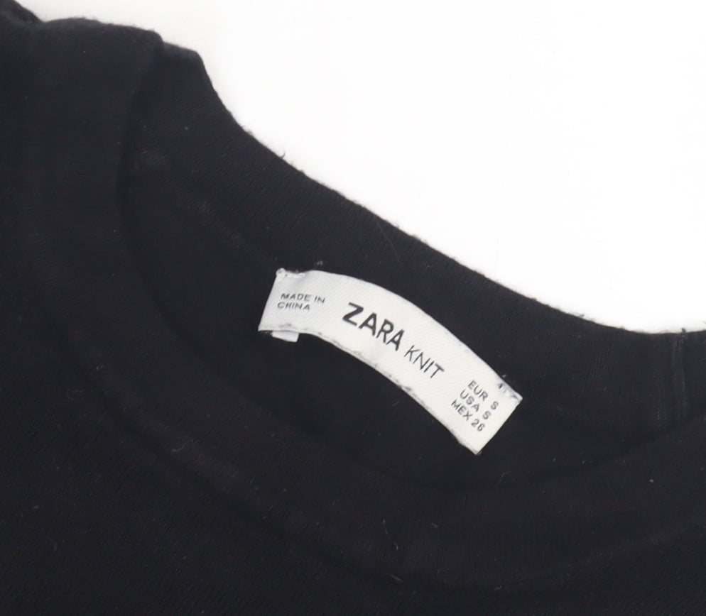 Zara Women's Black Cotton Pullover Jumper