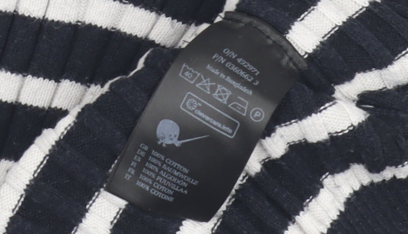 Monki Women's Black Striped Cotton Pullover Jumper XS