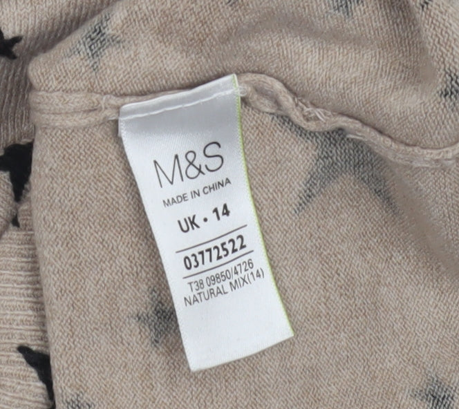 Marks and Spencer Women's Beige Star Pullover Jumper 14
