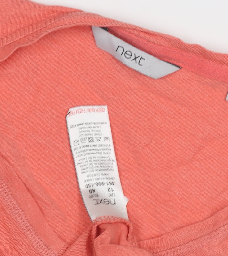 Next Women's Pink V-Neck Lace Accent Top Size 12