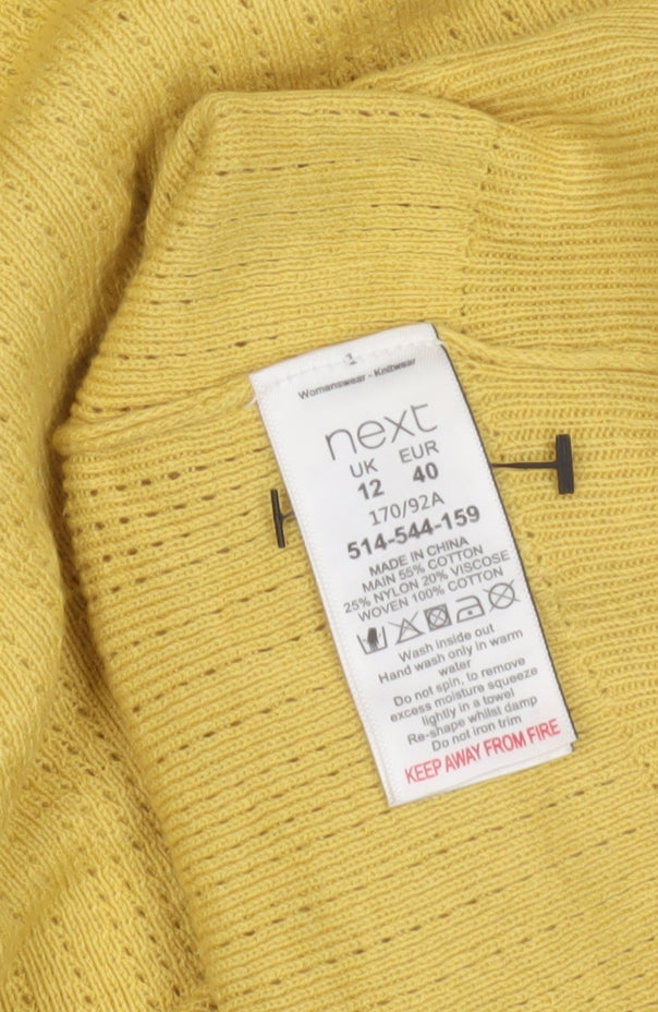 Next Women's Yellow Pullover Jumper, Size 12, Short Sleeve