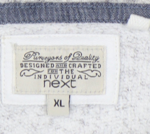 Next Men's Grey XL Pullover Sweatshirt, Button Accent