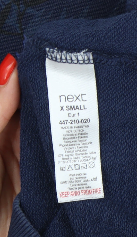 Next Women's Blue XS Floral Cotton Pullover Sweatshirt