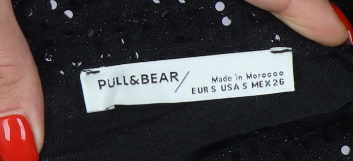 Pull&Bear Women's Black Sequin Long Sleeve Mini Dress